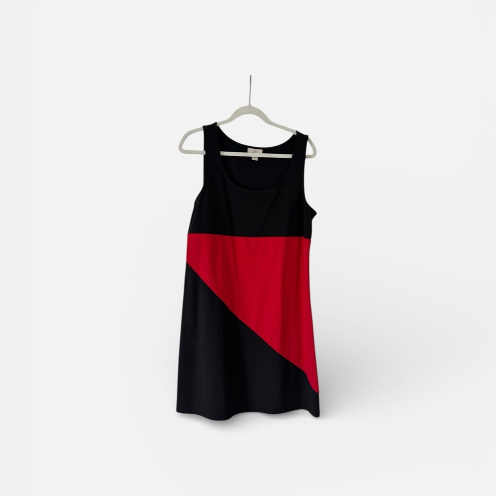 LOFT Black and Red Midi Dress